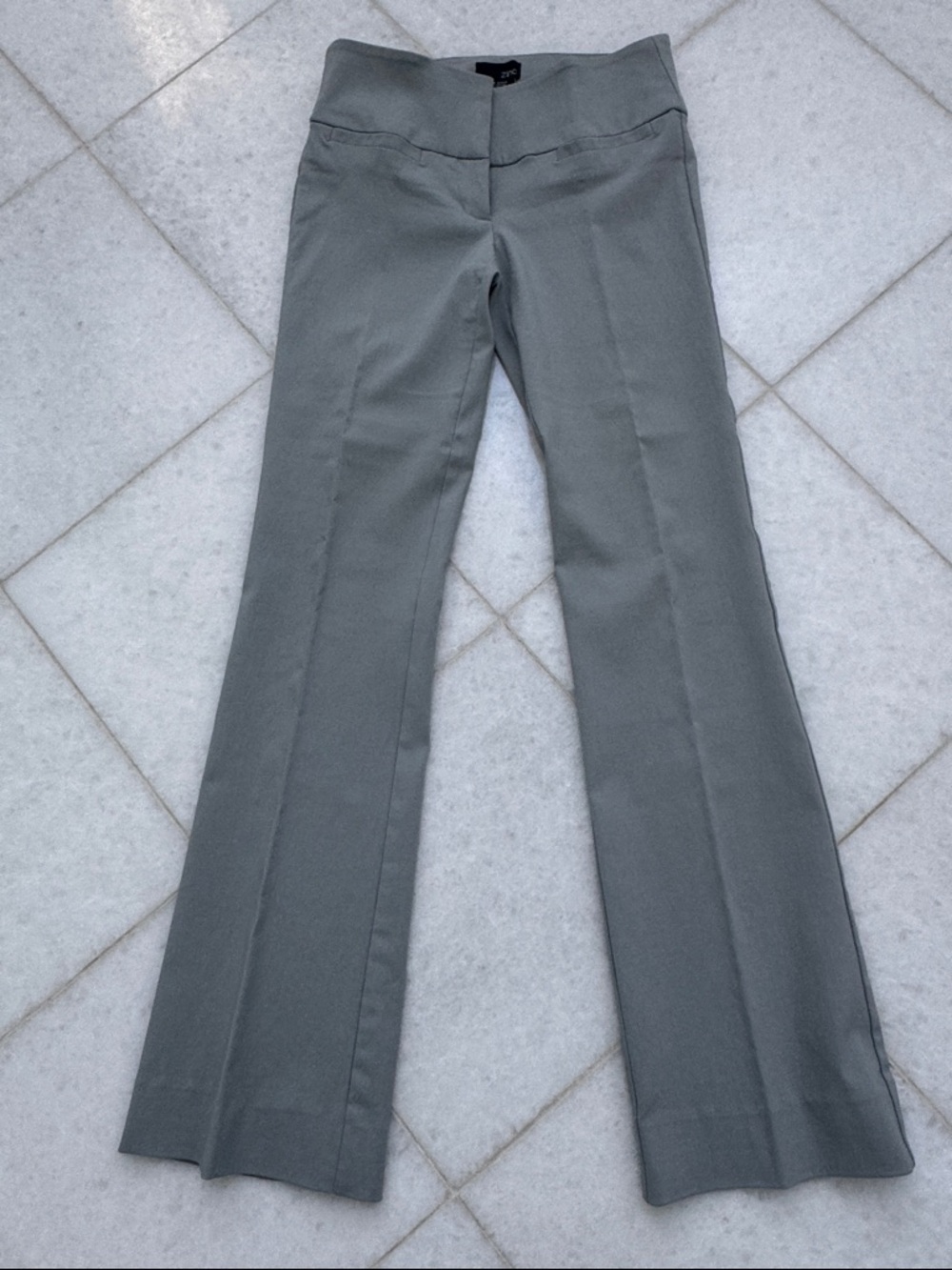 zinc Light Gray Tailored Dress Pants with Metal Hook Closures, 0